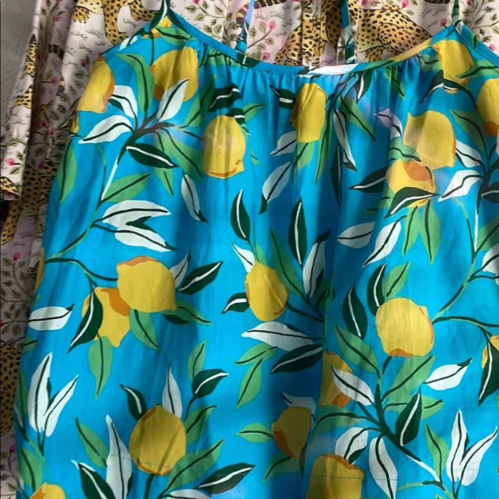 Printfresh LemonZest Blue Lemon Print Halter Top NEW Never Worn SIZE L